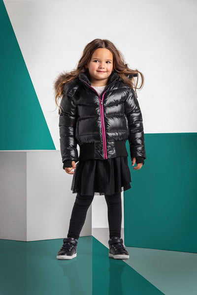 Ellabee Black/Fuchsia Accent With Natural Racoon Fur Celine Bomber