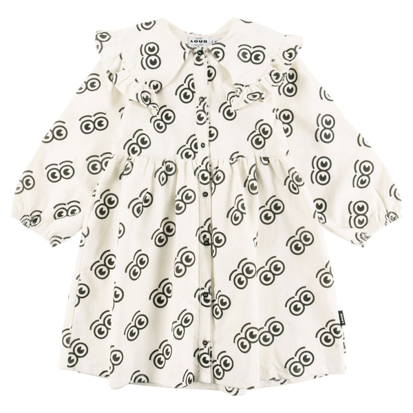 Loud Apparel Sand/Anthracite Aop Sweet Wide Collar Dress