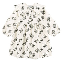 Loud Apparel Sand/Anthracite Aop Sweet Wide Collar Dress