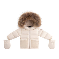 Ellabee Beige/Corduroy Bella Enfant Fur Down Jacket