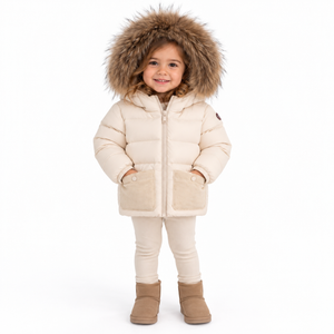 Ellabee Beige/Corduroy Bella Enfant Fur Down Jacket