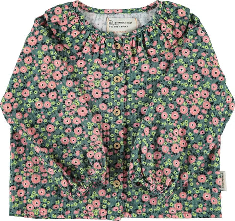 Piupiuchick Green Multicolor Flowers Blouse