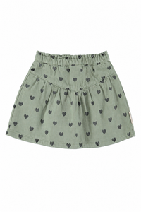 Piupiuchick Green & Black Hearts Short Skirt