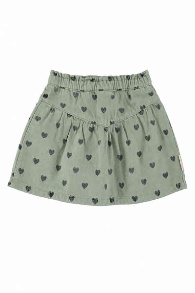 Piupiuchick Green & Black Hearts Short Skirt