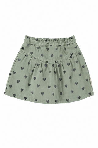 Piupiuchick Green & Black Hearts Short Skirt