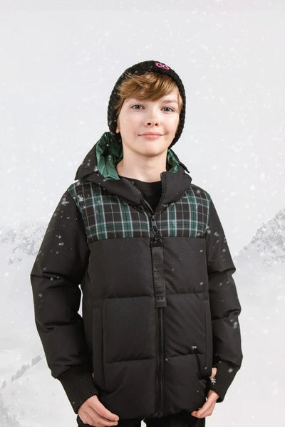 Ellabee Black Green Plaid Oliver Down Jacket