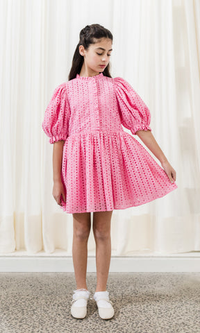 petite amalie crochet dress PETITE AMALIE "Fantasque" Double Knit Dress With Crochet Collar