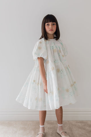 petite amalie pink cream shirred waist dress Girls' Dresses | Designer Occasionwear & Party Dresses