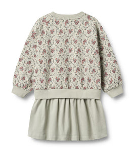 Wheat Slightly Green Flowers Maggie Sweat Dress