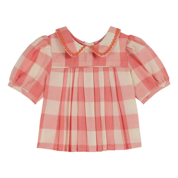 EMILE ET IDA VICHY CANDY GINGHAM BLOUSE