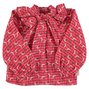 Piupiuchick Blouse Pink Checkered Flowers