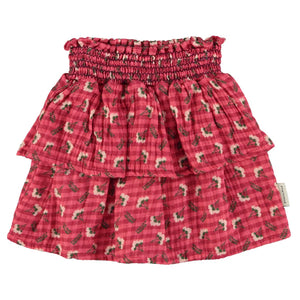 Piupiuchick Short Skirt Pink Checkered Flowers