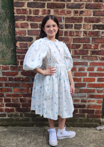 CHRISTINA ROHDE WHITE/BLUE FLORAL DRESS