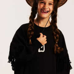 Minikid Black Fringe Dress