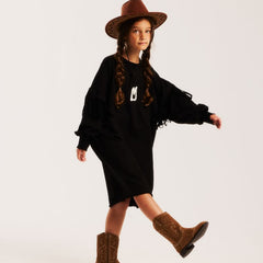 Minikid Black Fringe Dress
