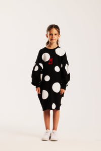 Minikid Black & White Dots Dress