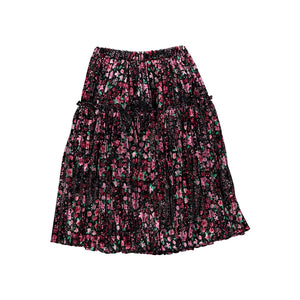 Olivia Rohde Black/Pink Floral Velvet Skirt