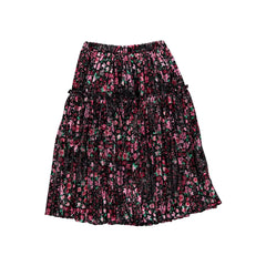 Olivia Rohde Black/Pink Floral Velvet Skirt