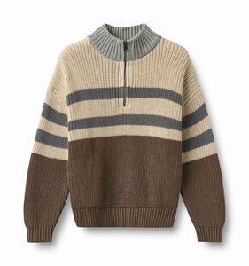 Wheat Dry Wood Half Zip Simo Sweater