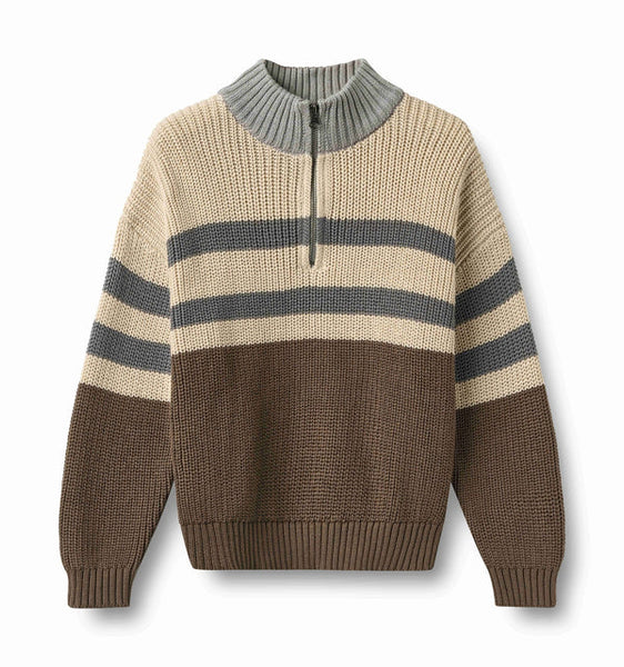 Wheat Dry Wood Half Zip Simo Sweater