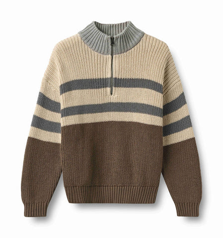 Wheat Dry Wood Half Zip Simo Sweater