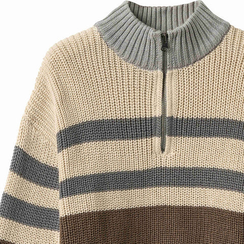 Wheat Dry Wood Half Zip Simo Sweater