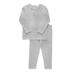 Embroidered  Blue Velour Collar Set