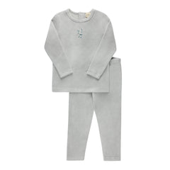 Embroidered  Blue Velour Collar Set