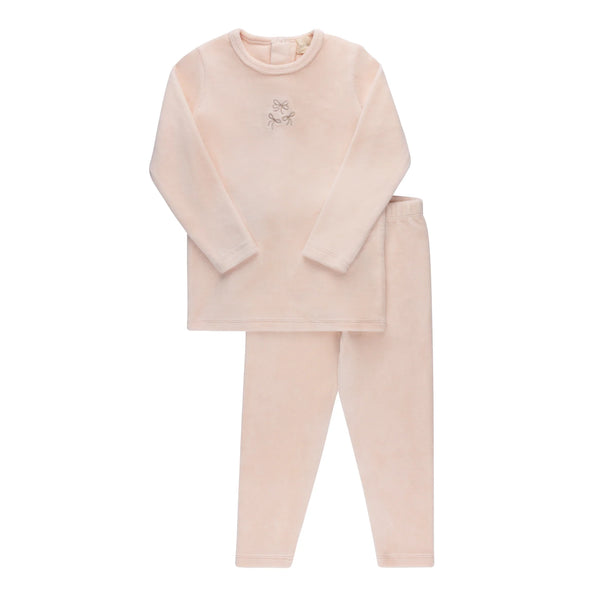 Embroidered Pink Velour 2PC Set