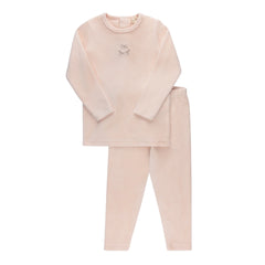 Embroidered Pink Velour 2PC Set