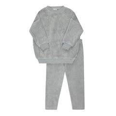 Velour Blue Embroidered Floral Set