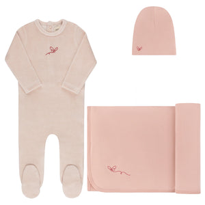 Elys And Co Light Pink Velour Stripe Take Me Home 3PC Set
