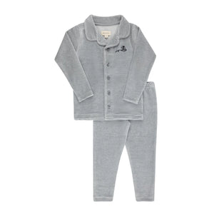 Elys And Co Light Blue Velour Stripe Pj's