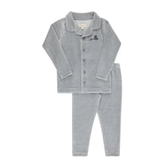 Elys And Co Light Blue Velour Stripe Pj's
