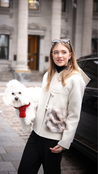 Mantel Off White Fur Pockets Wool Jacket