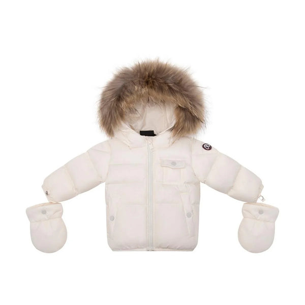 Ellabee Off White Raccoon Bella Enfant Down Coat