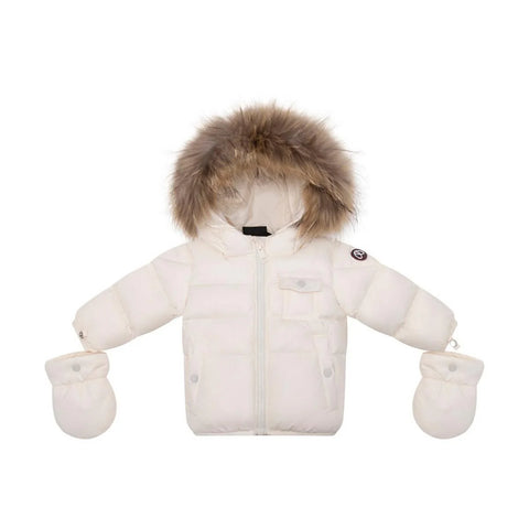 Ellabee Off White Raccoon Bella Enfant Down Coat