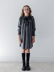 Steph Black Chambray Shirred Yoke Dress