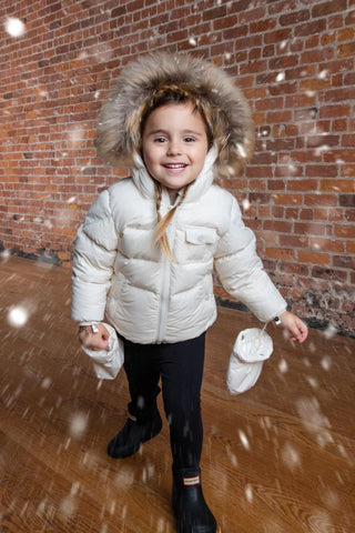 Ellabee Off White Raccoon Bella Enfant Down Coat