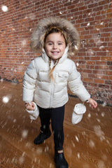 Ellabee Off White Raccoon Bella Enfant Down Coat