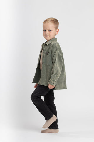 Birnham On The Sea Corduroy Green Oversized Shirt