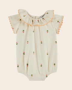 Emile Et Ida Creme Embroidered Romper