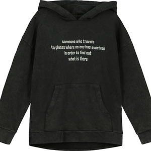 BEAU LOVES WASHED BLACK 'EXPLORER' RELAXED FIT HOODIE