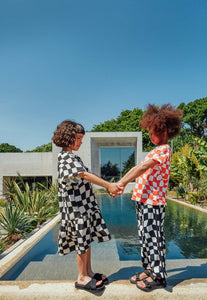 BEAU LOVES BLACK CHECK MIDI DRESS