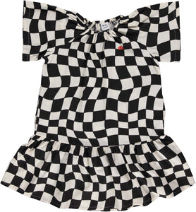 BEAU LOVES BLACK CHECK MIDI DRESS