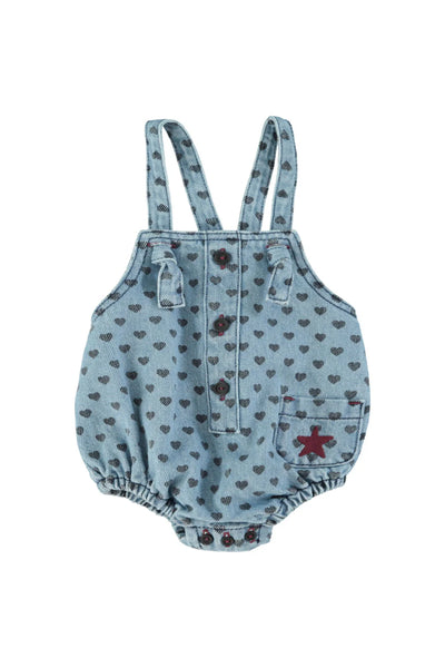 Piupiuchick Washed Blue Denim Heart Romper