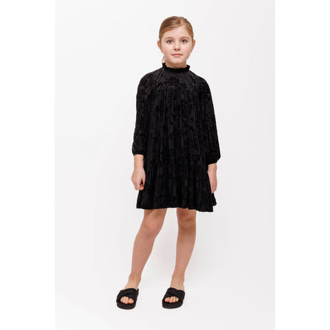 Olivia Rohde Black Floral Lace Tiered Dress