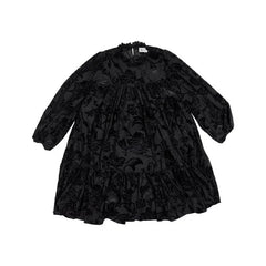 Olivia Rohde Black Floral Lace Tiered Dress