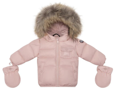 Ellabee Baby Pink Raccoon Bella Enfant Down Coat