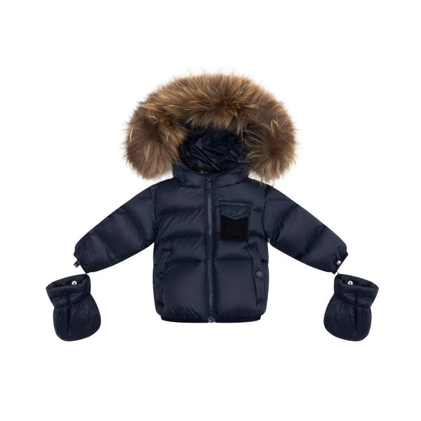 Ellabee Navy Raccoon Bella Enfant Down Coat